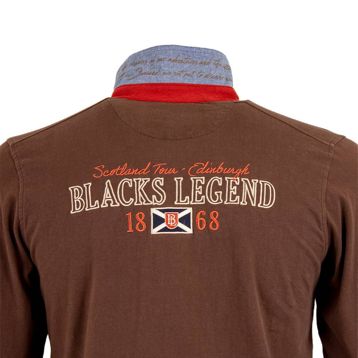 Polo marron à manches longues Blacks Legend (Zoom broderie dorsale)